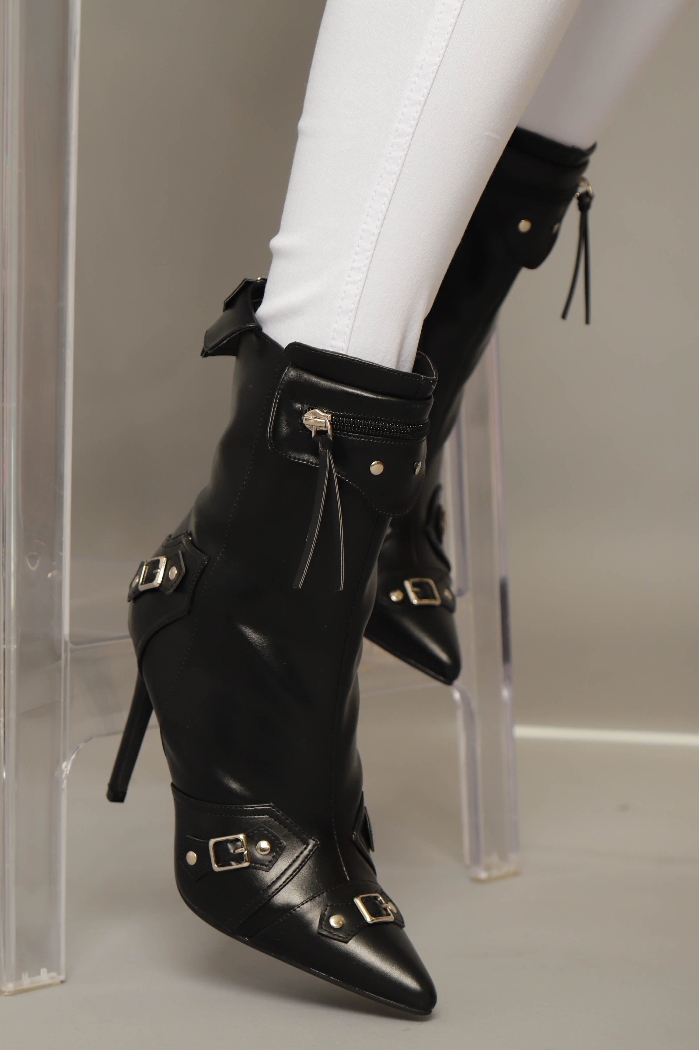 Boss Up Faux Leather Stiletto Boot - Black - grundigemergencyradio