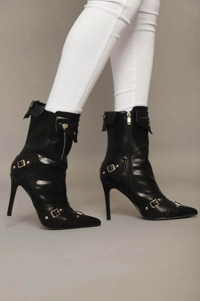 Boss Up Faux Leather Stiletto Boot - Black - grundigemergencyradio