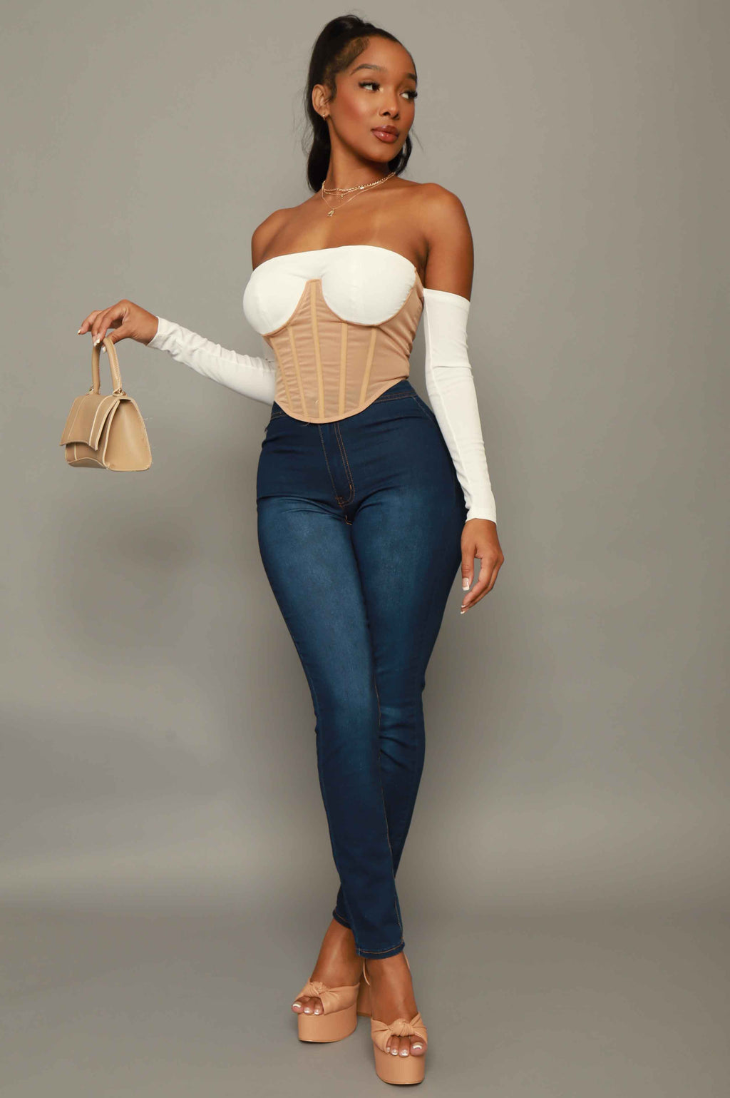 She Knows Cropped Corset Top - Nude - grundigemergencyradio