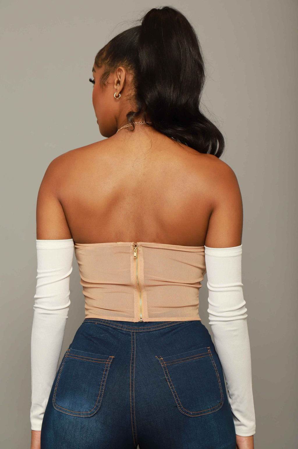 She Knows Cropped Corset Top - Nude - grundigemergencyradio