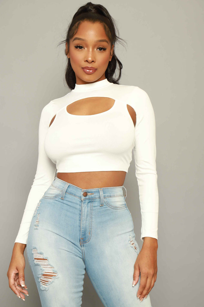 Blocked You Layered Ribbed Crop Top - White - grundigemergencyradio