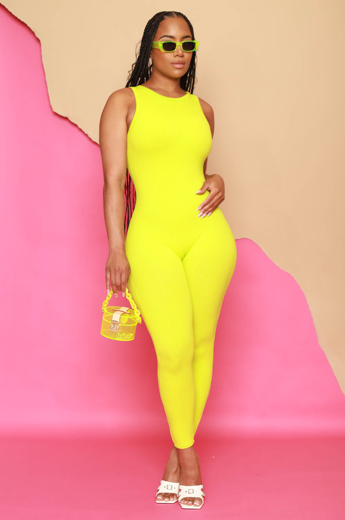 About That Snatched Sleeveless Jumpsuit -  Lime - grundigemergencyradio