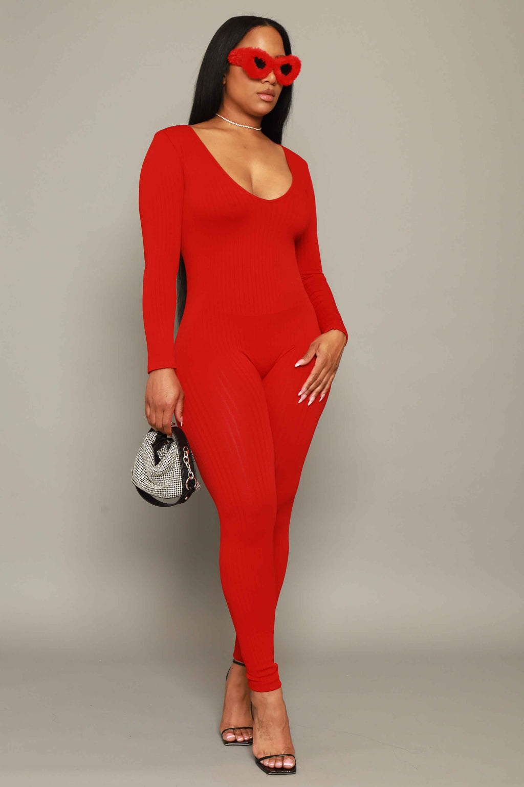 Out Of Body Seamless Jumpsuit - Red - grundigemergencyradio