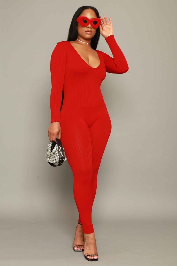 Out Of Body Seamless Jumpsuit - Red - grundigemergencyradio