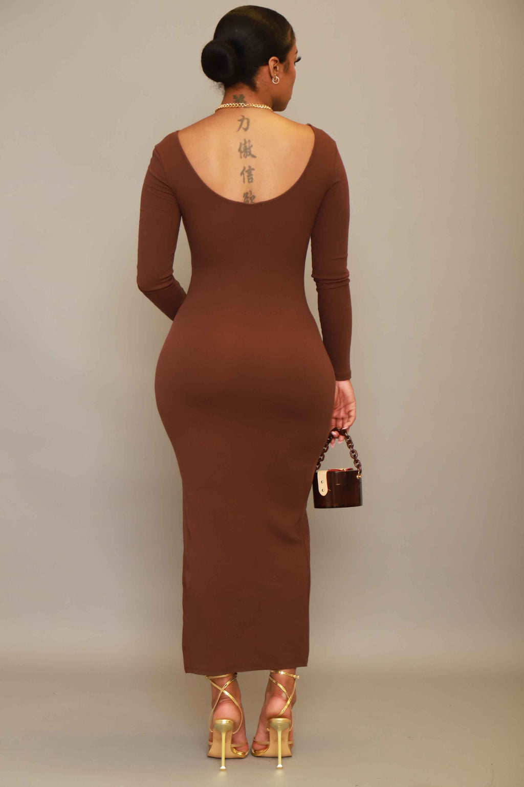 Good Love Scoop Neck Midi Dress - Deep Chocolate - grundigemergencyradio