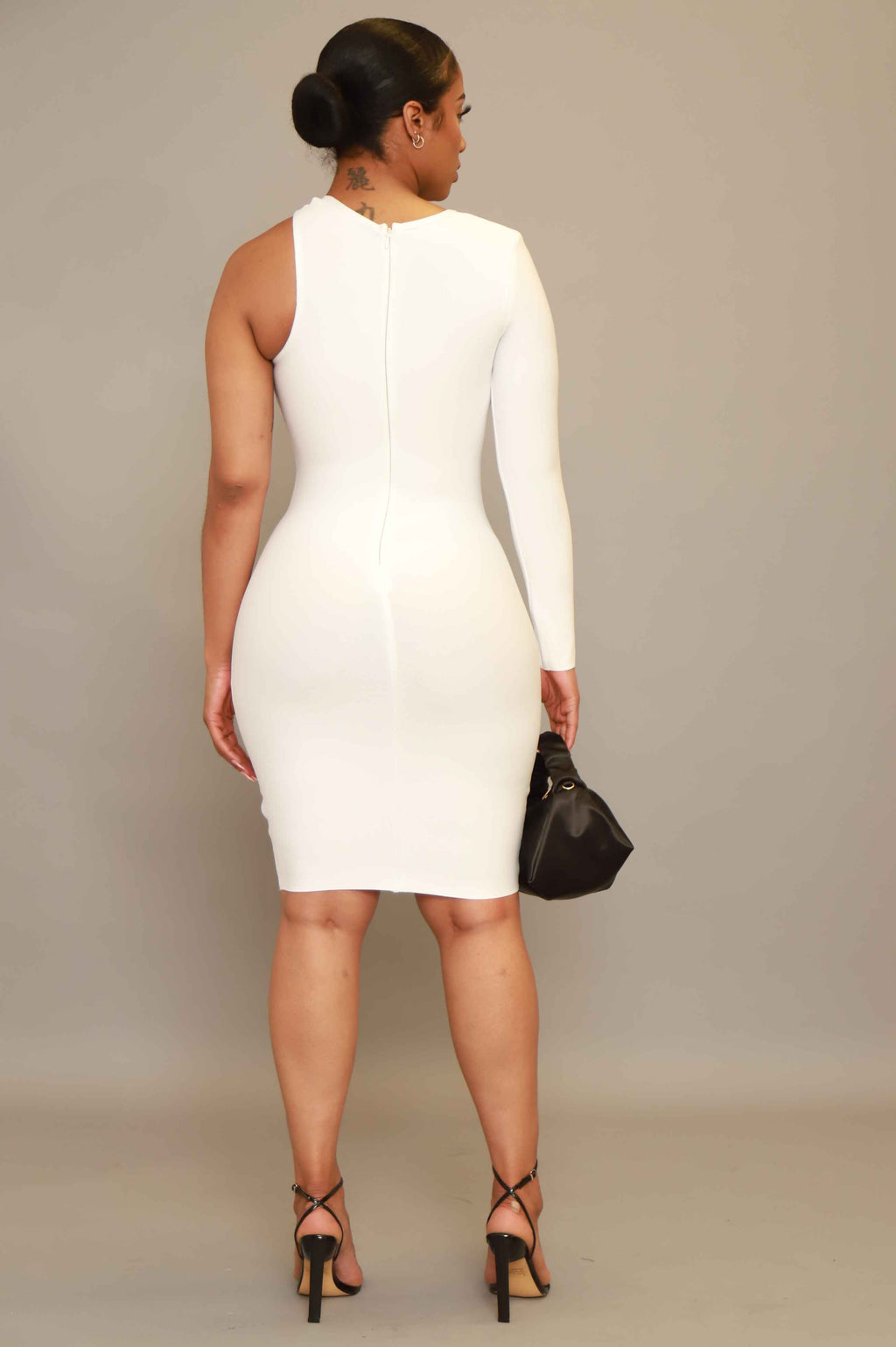 Cuff Me One Shoulder Peekaboo Bandage Dress - White - grundigemergencyradio