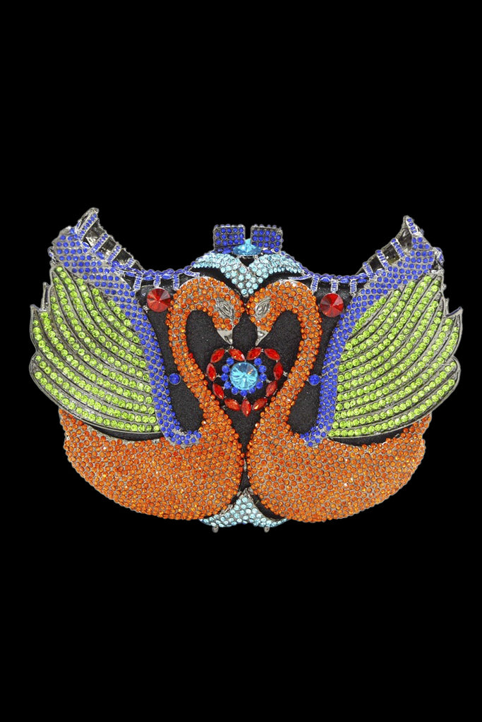 Lovebird Rhinestone Clutch Purse - Multicolor - grundigemergencyradio