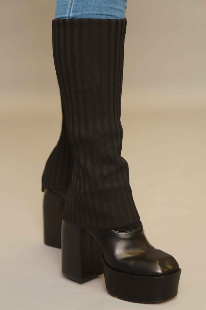 All Access Chunky Platform Knit Boots - Black - grundigemergencyradio