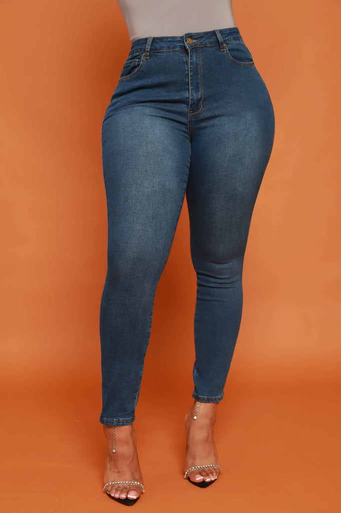 Been Awhile Hourglass High Rise Stretchy Jeans - Medium Wash - grundigemergencyradio