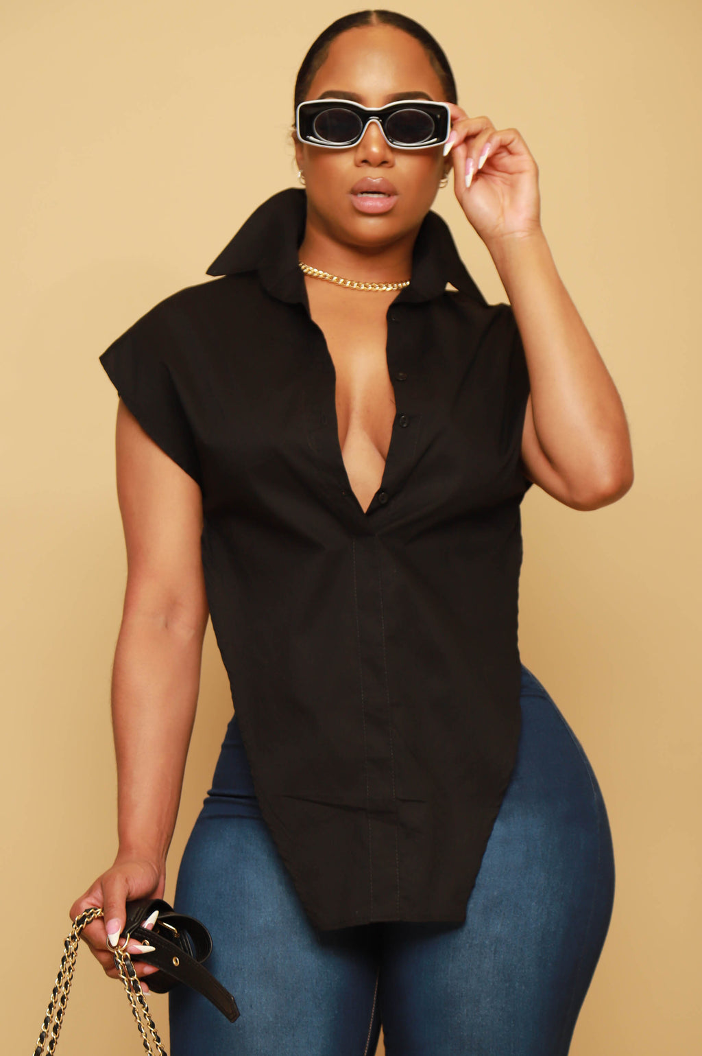 Back To Basics Asymmetrical Top - Black - grundigemergencyradio