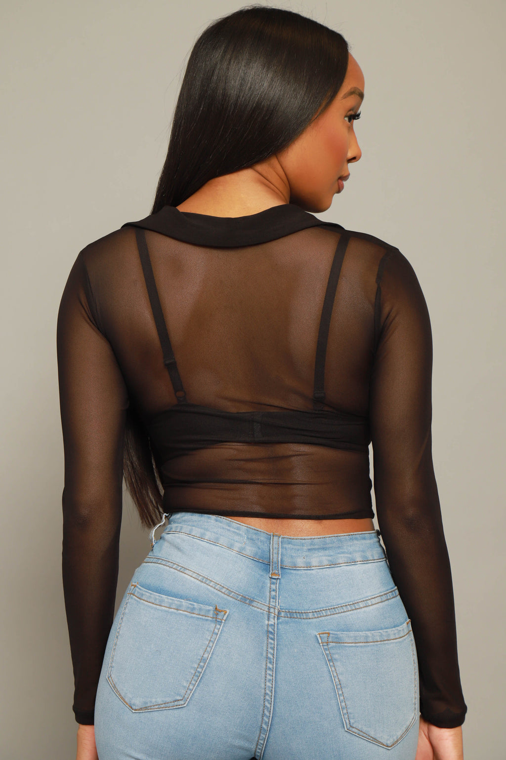 Shapeshifter Knit Mesh Crop Top - Black - grundigemergencyradio