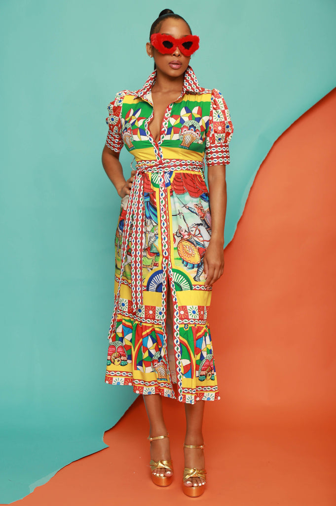 Come Closer Multicolor Printed Midi Dress - grundigemergencyradio