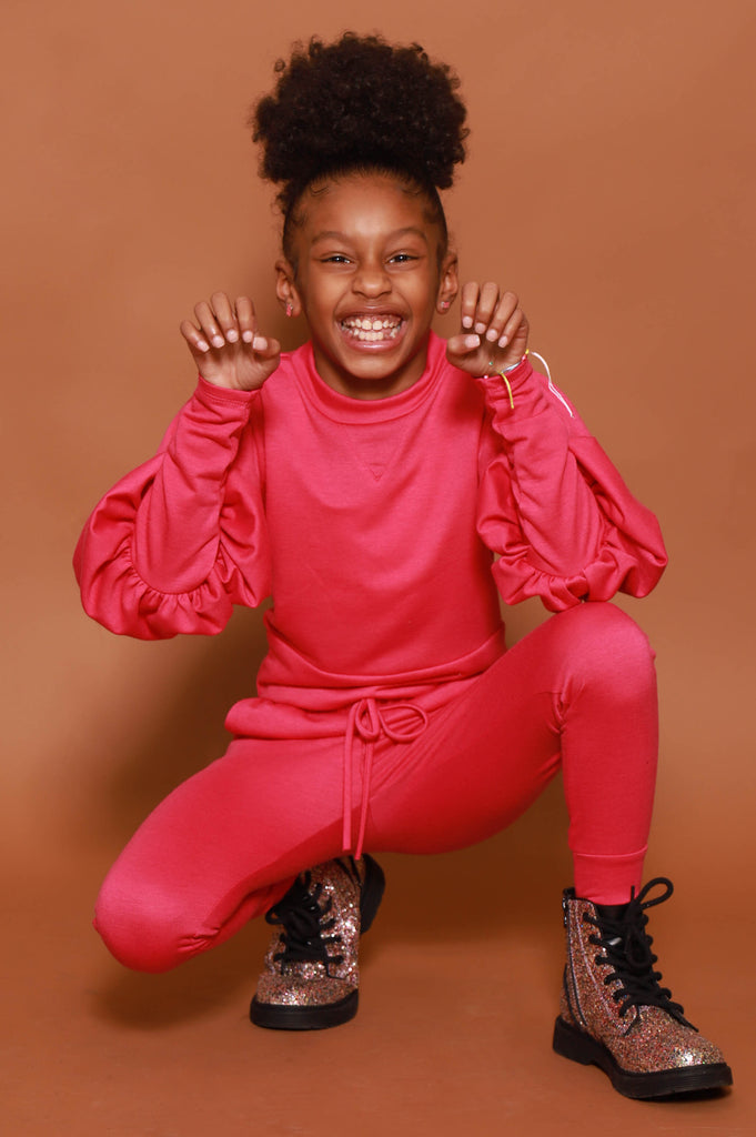 Diary Kids Power Sleeve Jogger Set - Fuchsia - grundigemergencyradio