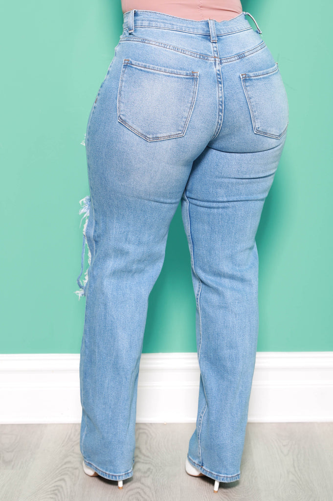 No Dress Code High Waist Distressed Bootcut Jeans - Medium Wash - grundigemergencyradio