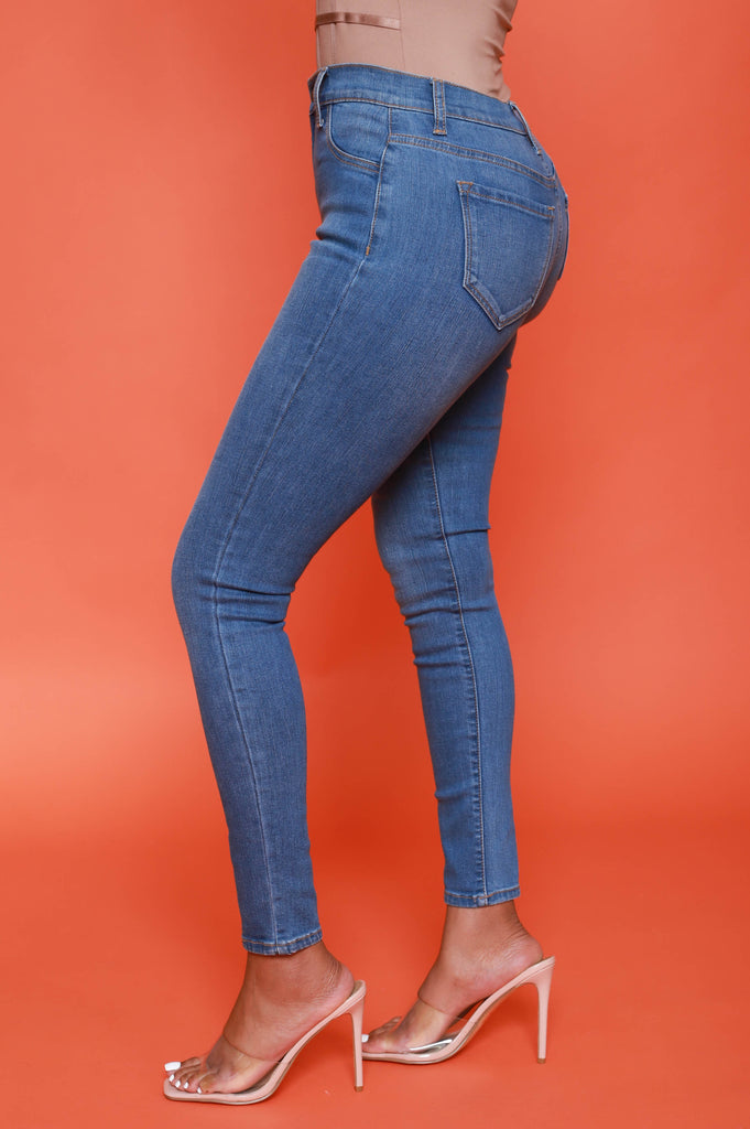 Sparks Fly High Rise Skinny Jeans - Medium Wash - grundigemergencyradio