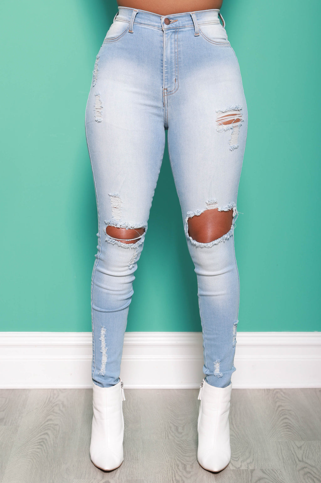 Lighthouse High Waist Distressed Skinny Jeans - grundigemergencyradio