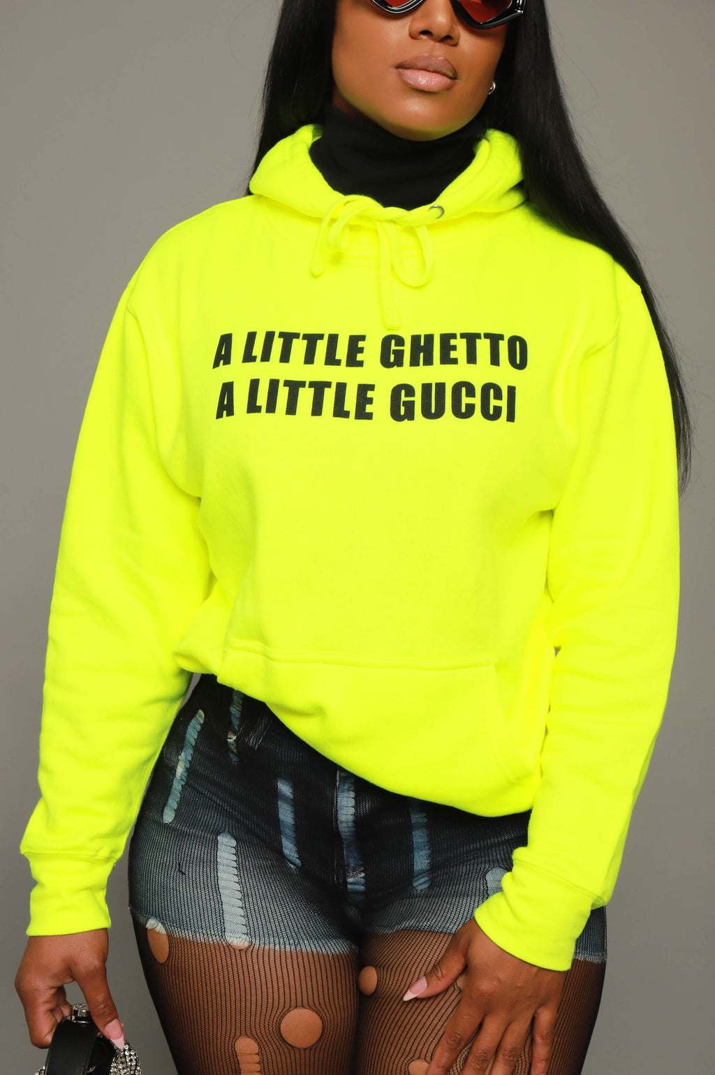 Gucci Gang Graphic Hooded Sweatshirt - Neon Green - grundigemergencyradio