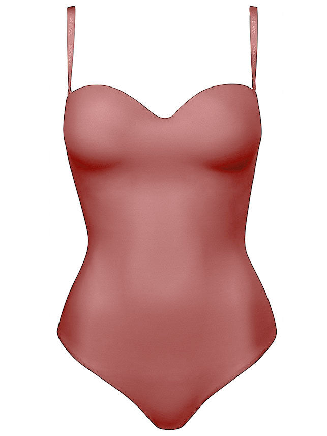 Doctored Form Shape Wear Bodysuit - Brown - grundigemergencyradio