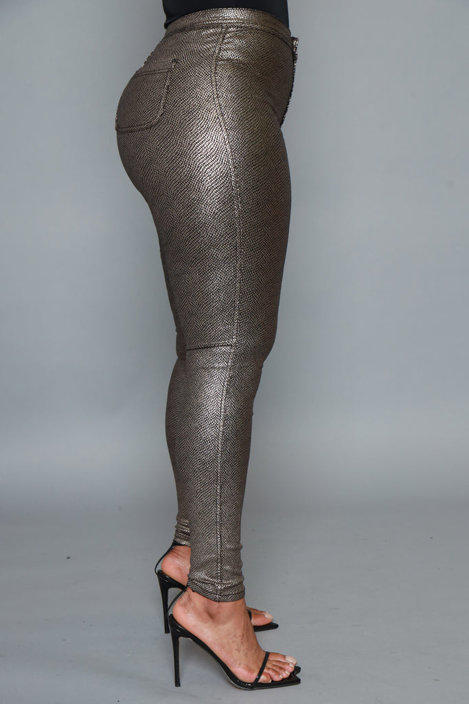 One Night Metallic High Rise Jeans - Silver - grundigemergencyradio