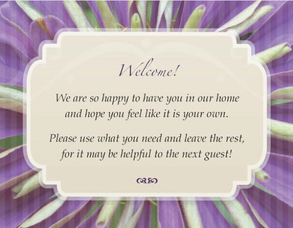 Printable Welcome Note For House Guests Img Abbott