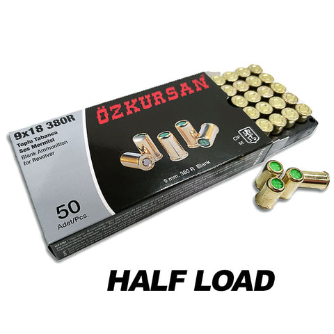 HALF LOAD .380 Starter Pistol Revolver Blank Ammo - 50 Rd Box