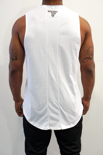 white cutoff shirt