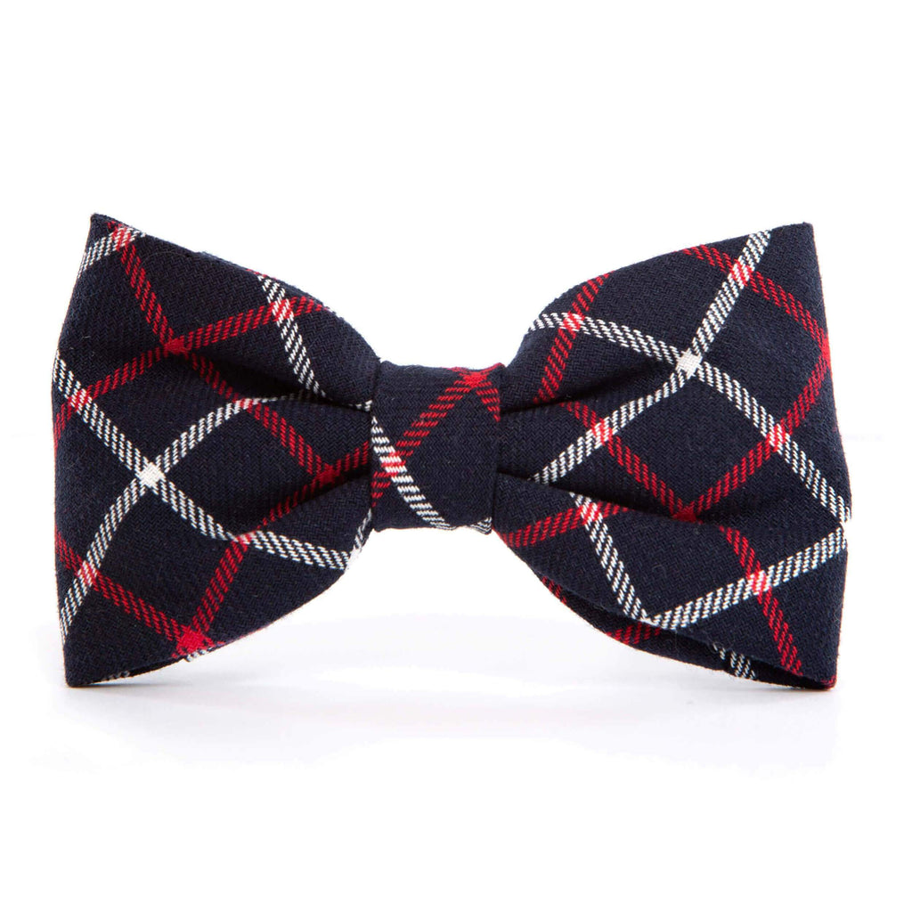 red plaid dog bow tie