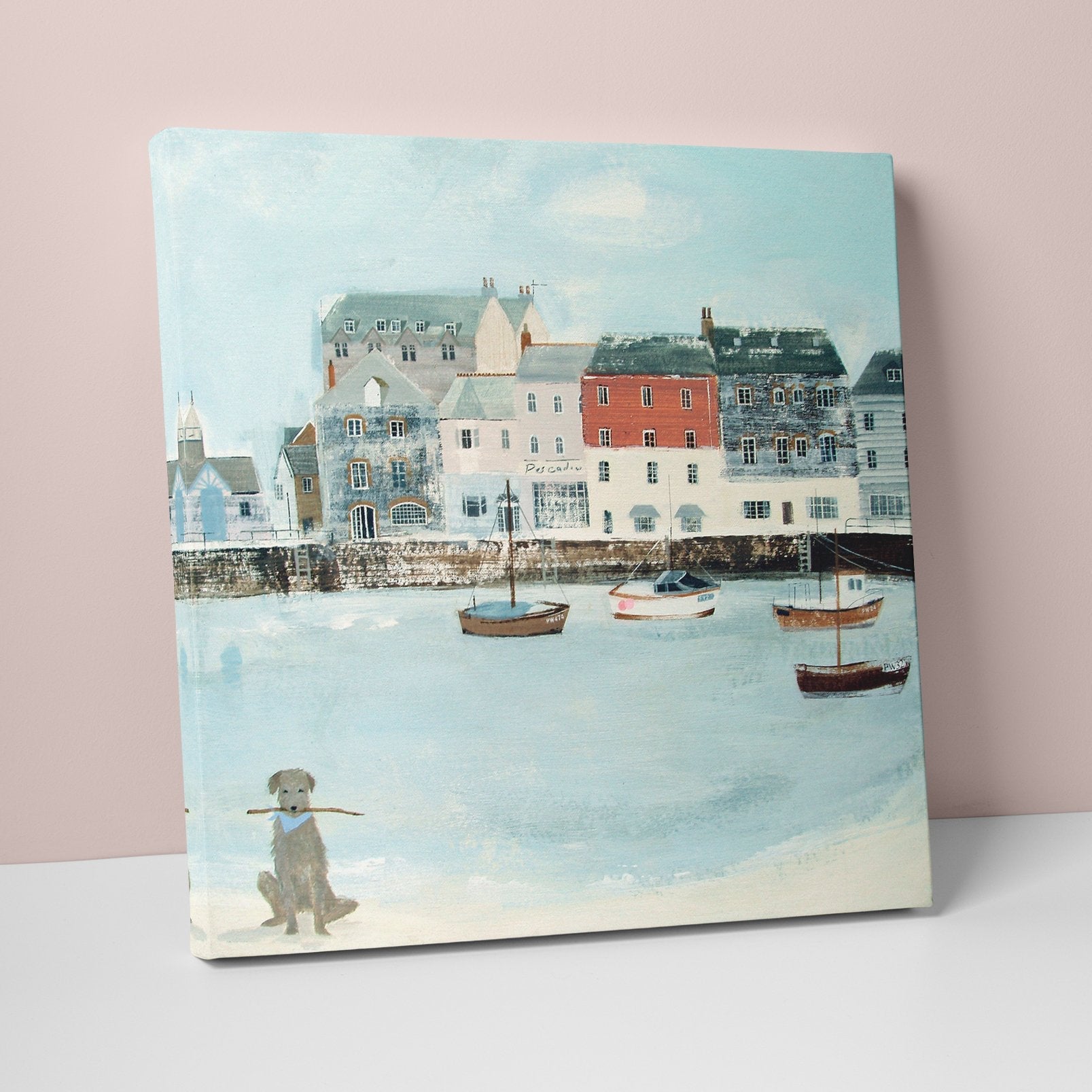 Padstow Harbour Dog Small Canvas
