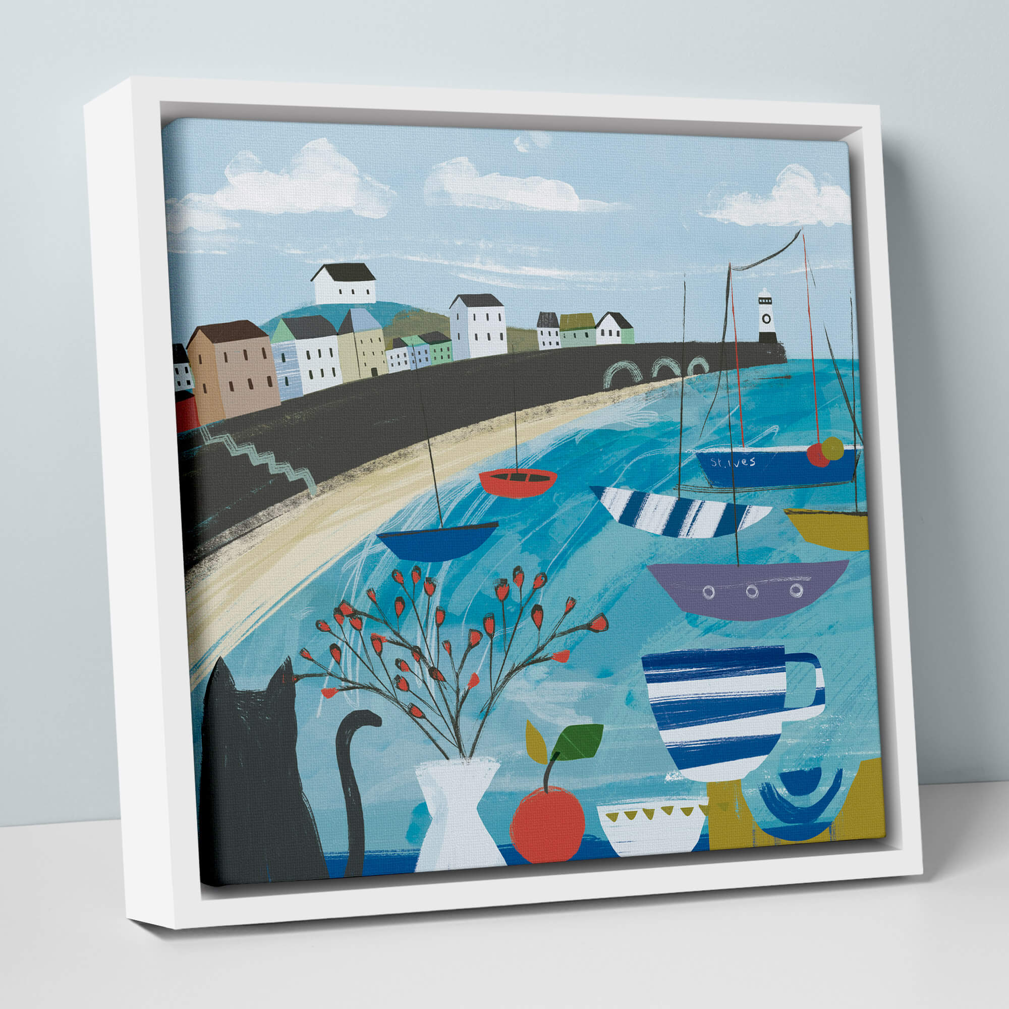 Abstract Blue St Ives Small Framed Canvas