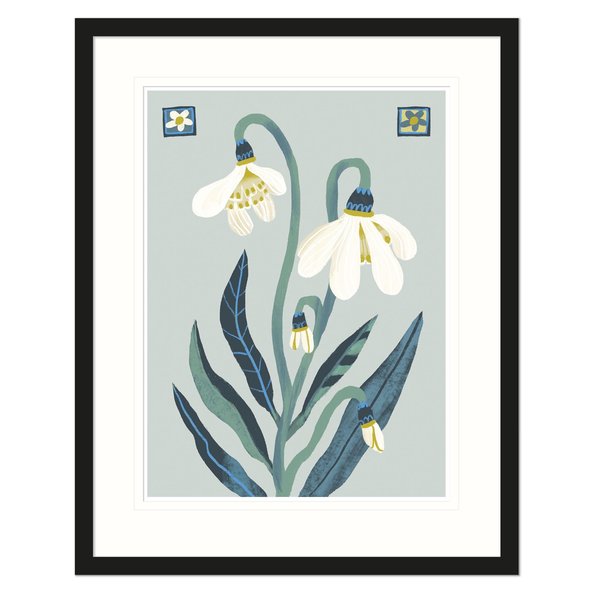Snowdrops Botanical Medium Framed Print