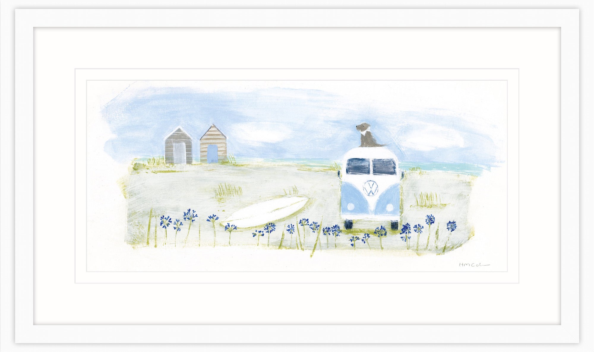 Camper & Beach Huts Medium Framed Print