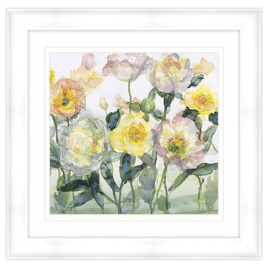 Yellow Roses & White Peony Framed Print