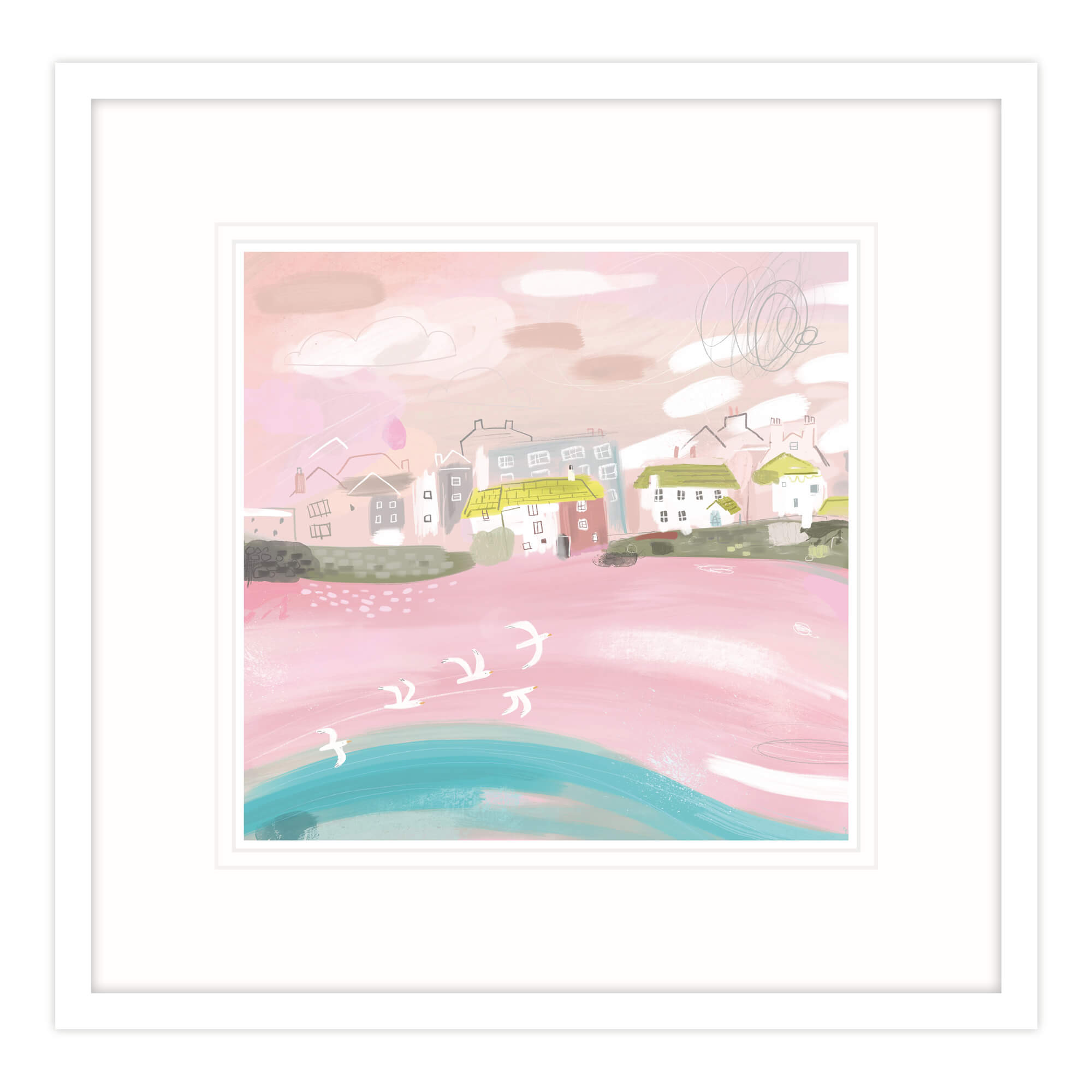 St Ives Pink Harbour Framed Print
