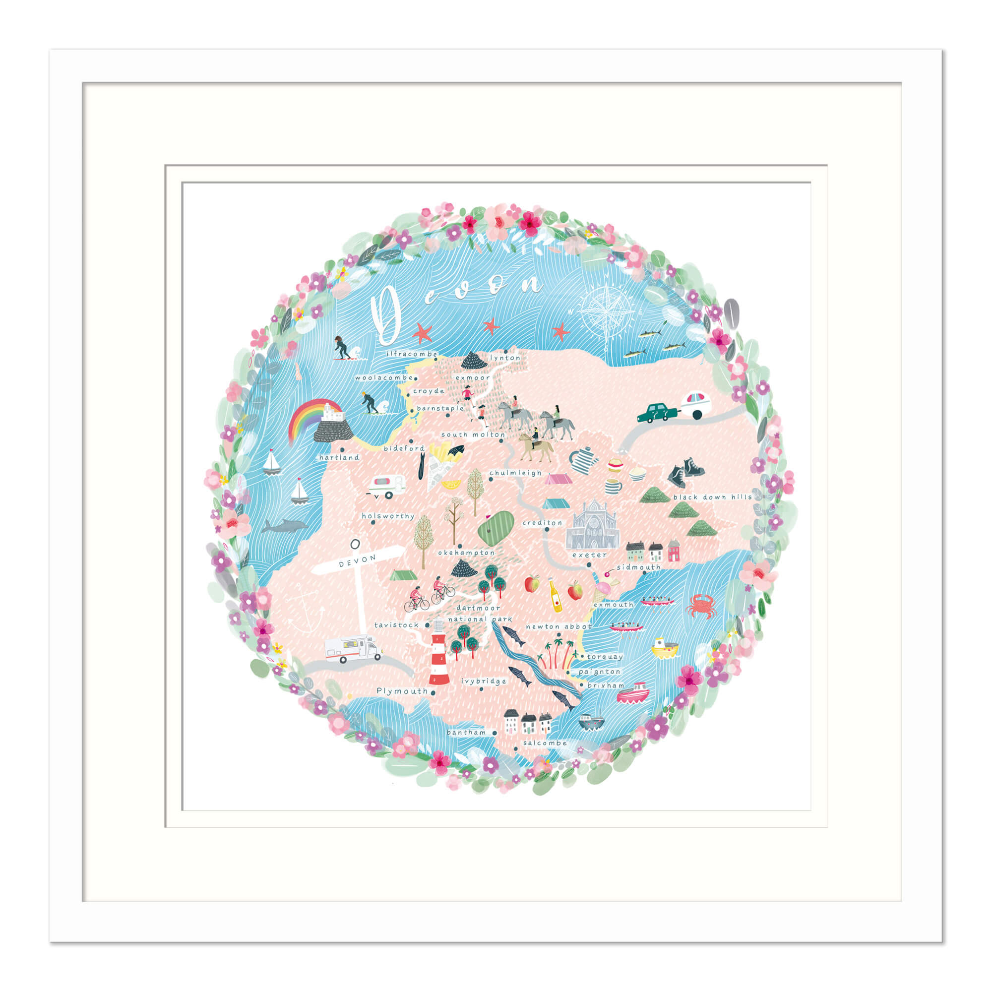 Devon Map Framed Print