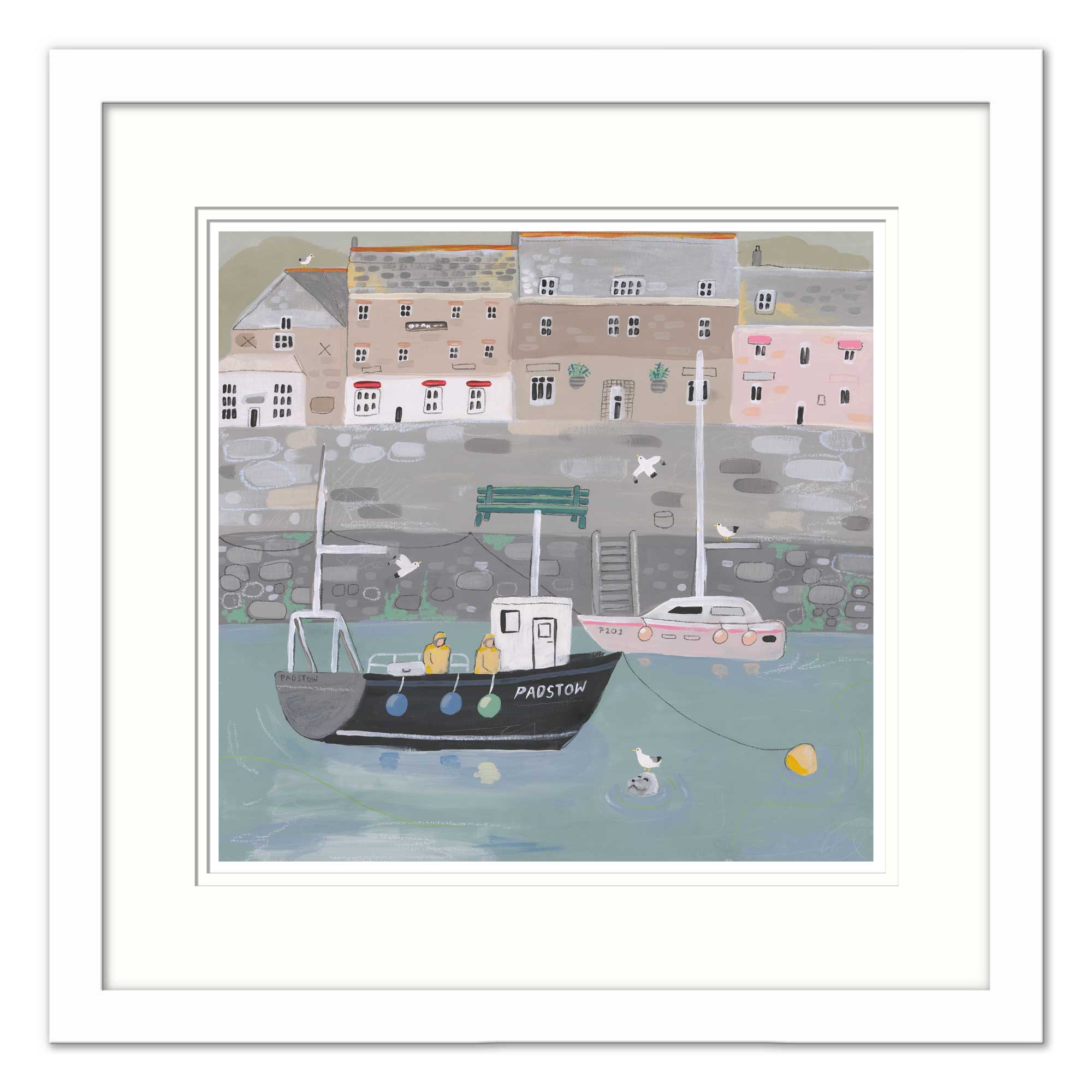 Padstow Harbour Med Framed Print