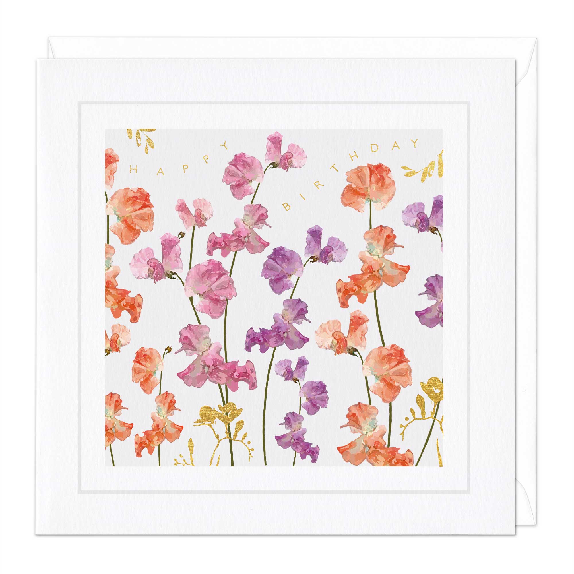 Sweet Peas Floral Birthday Card