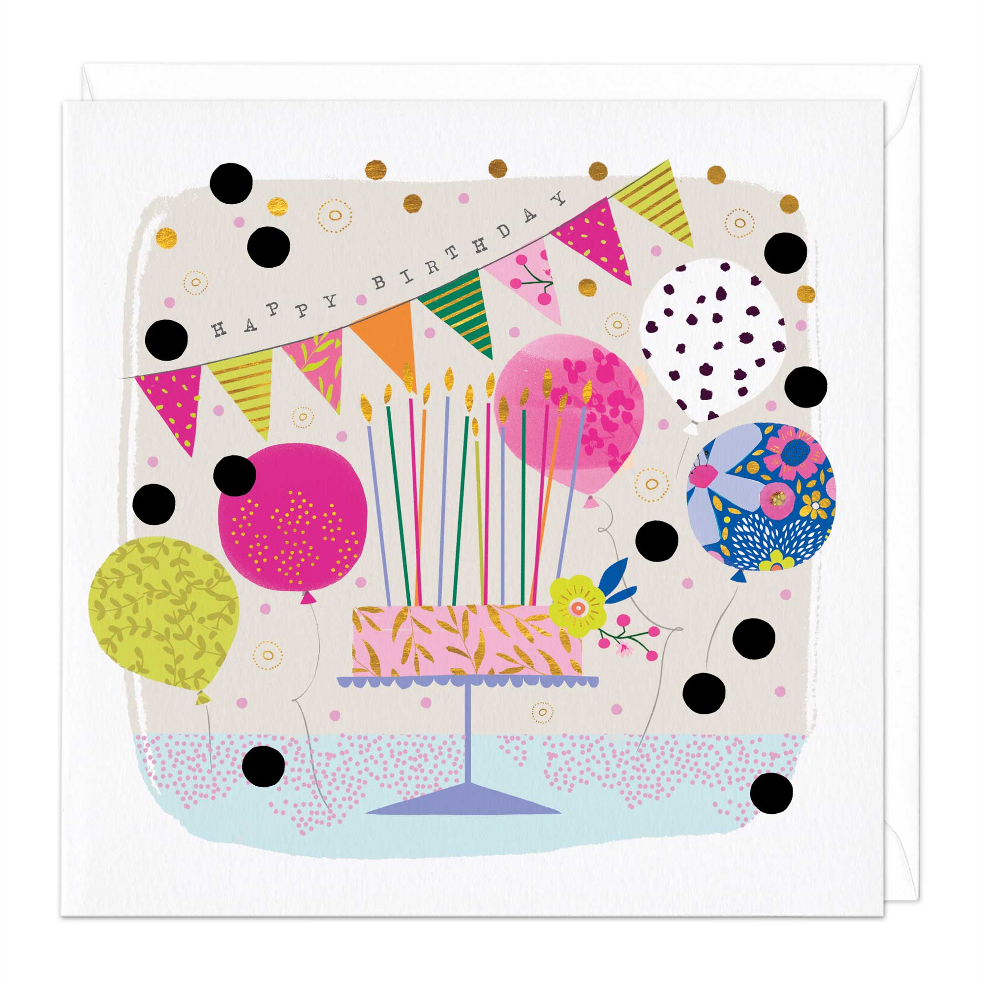 Cake And Balloons Birthday Card