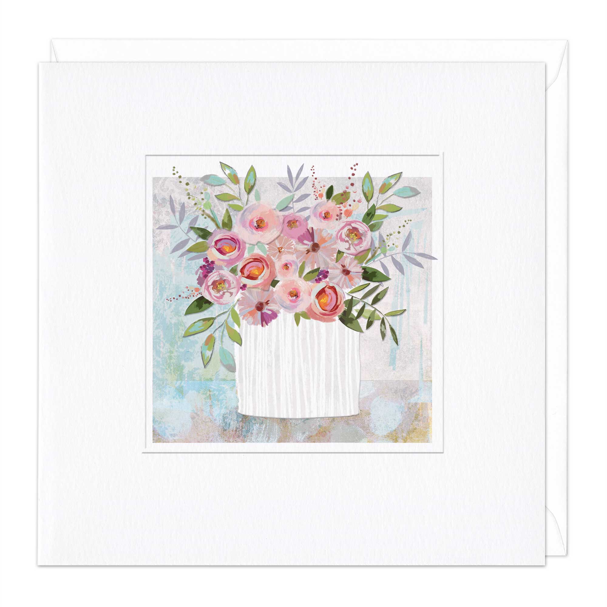 Embossed Vase Of Roses Card