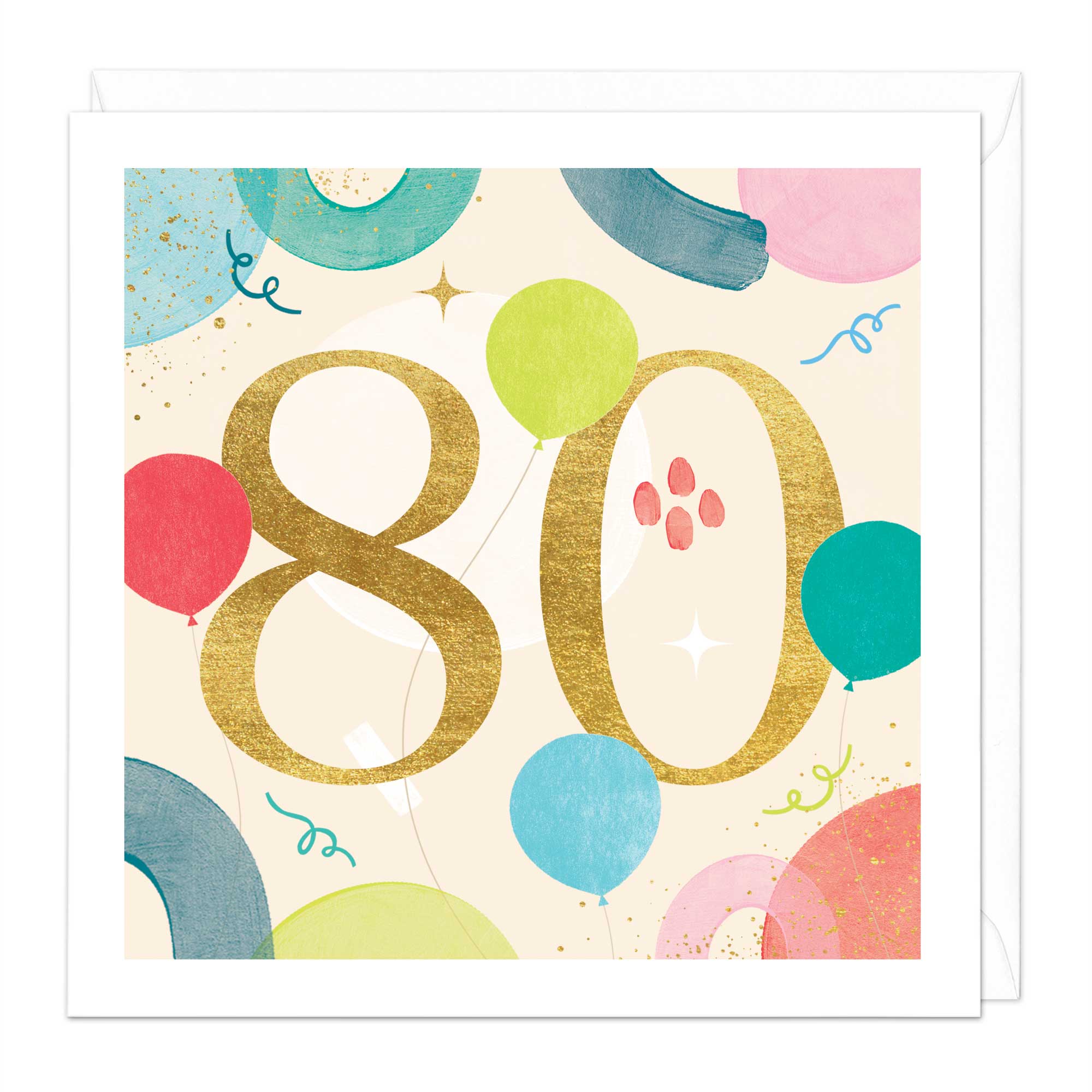 80Th Balloons Birthday Card