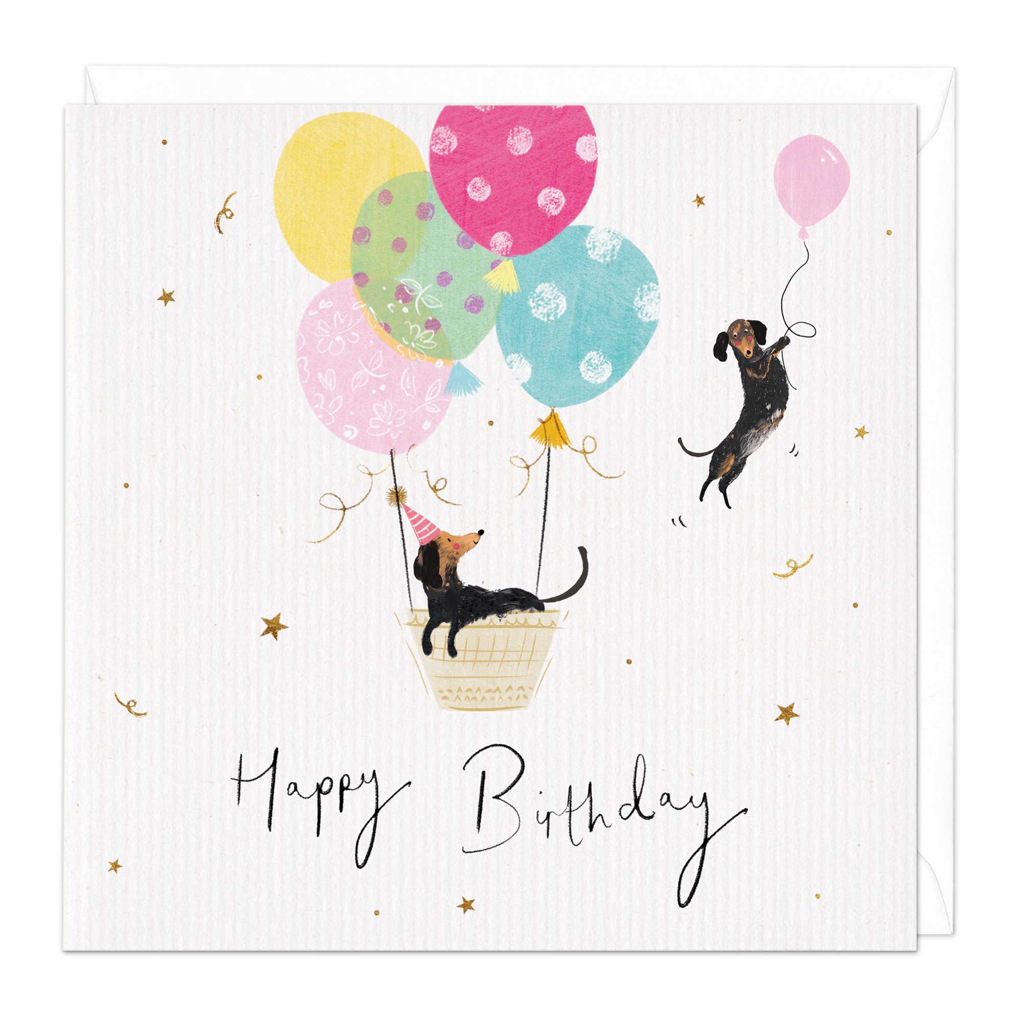 Sausage Dogs And Balloons Birthday Card