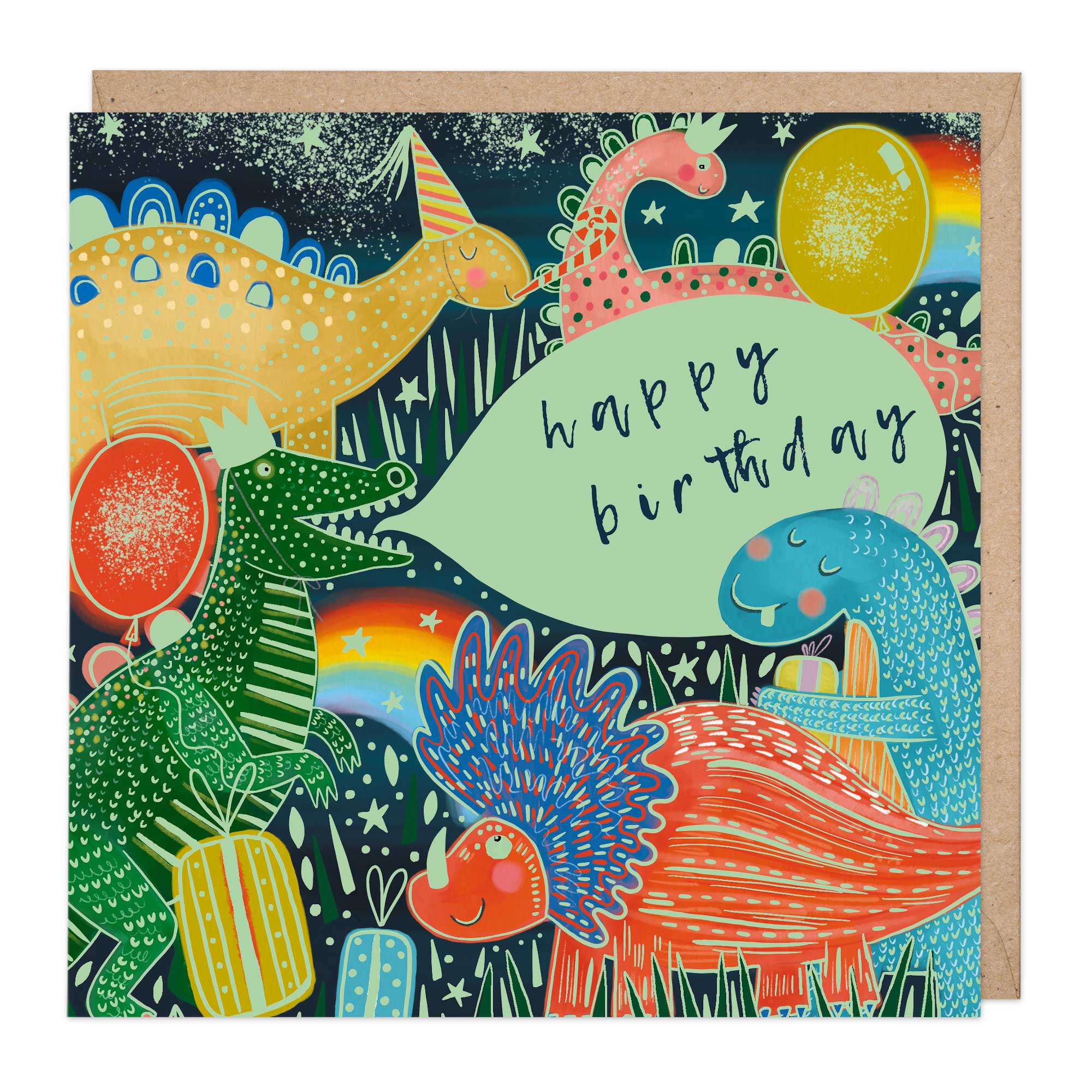 Glow In The Dark Dinosaurs Birthday Card