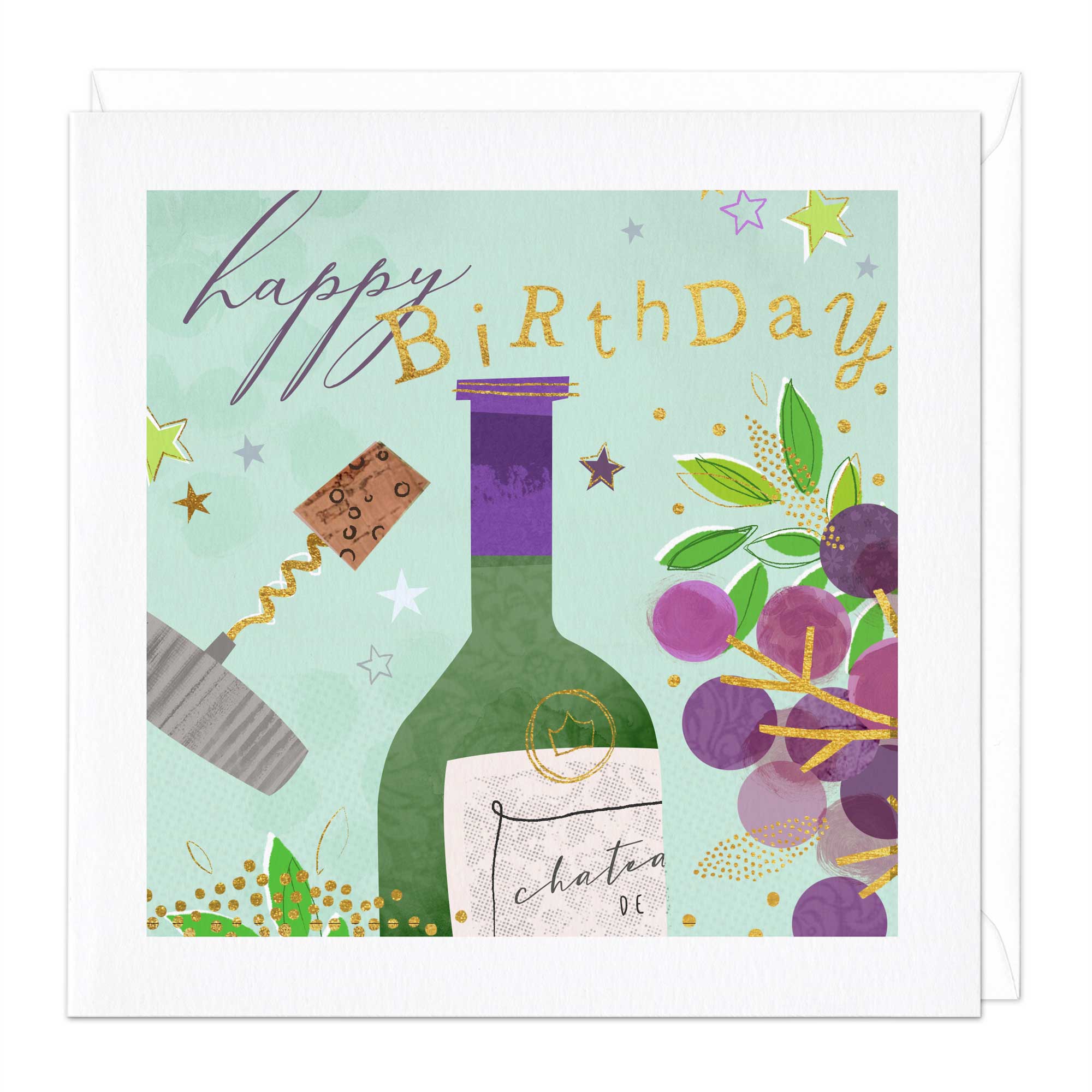 Corkscrew Wine Birthday Card