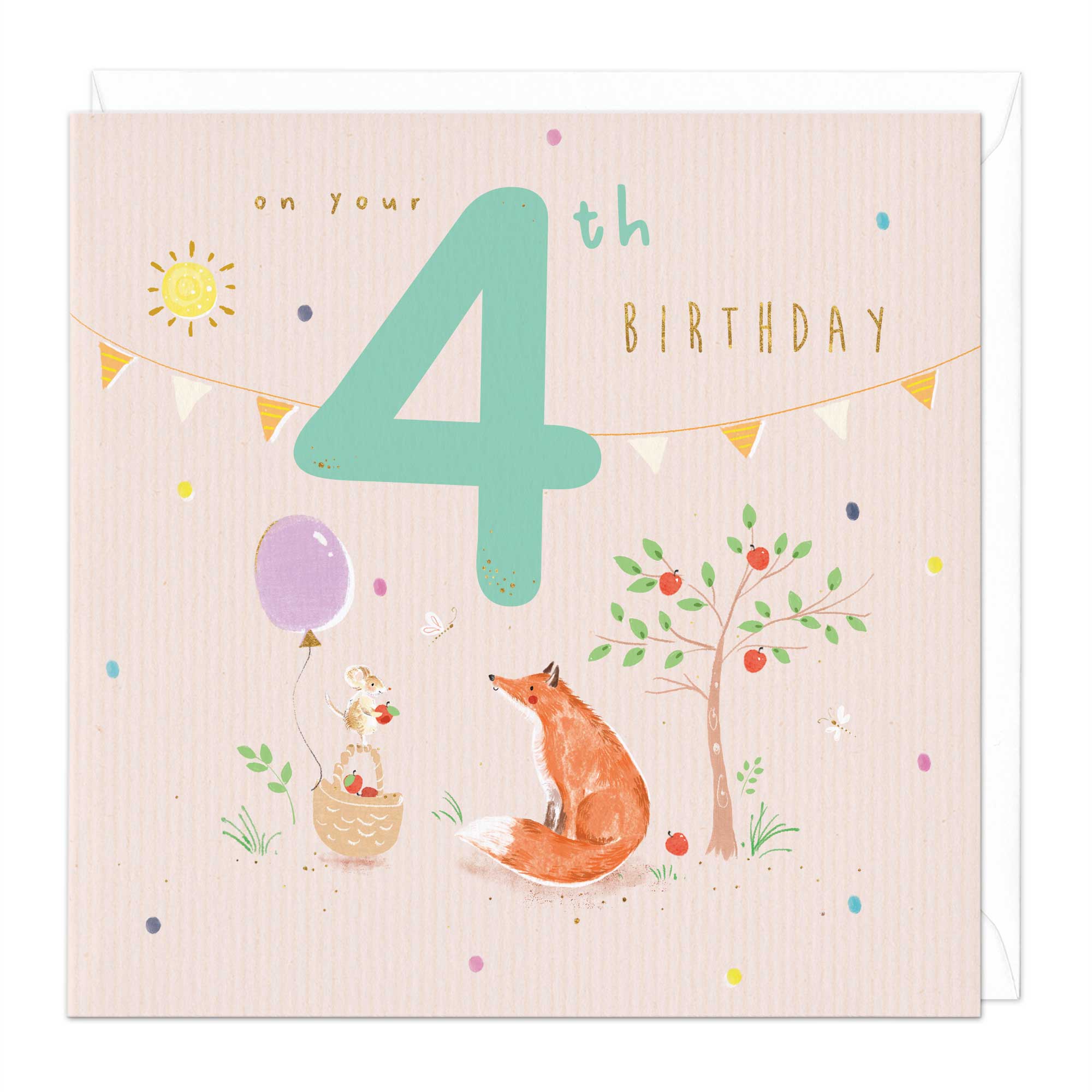 Woodland Animals 4th Birthday Card