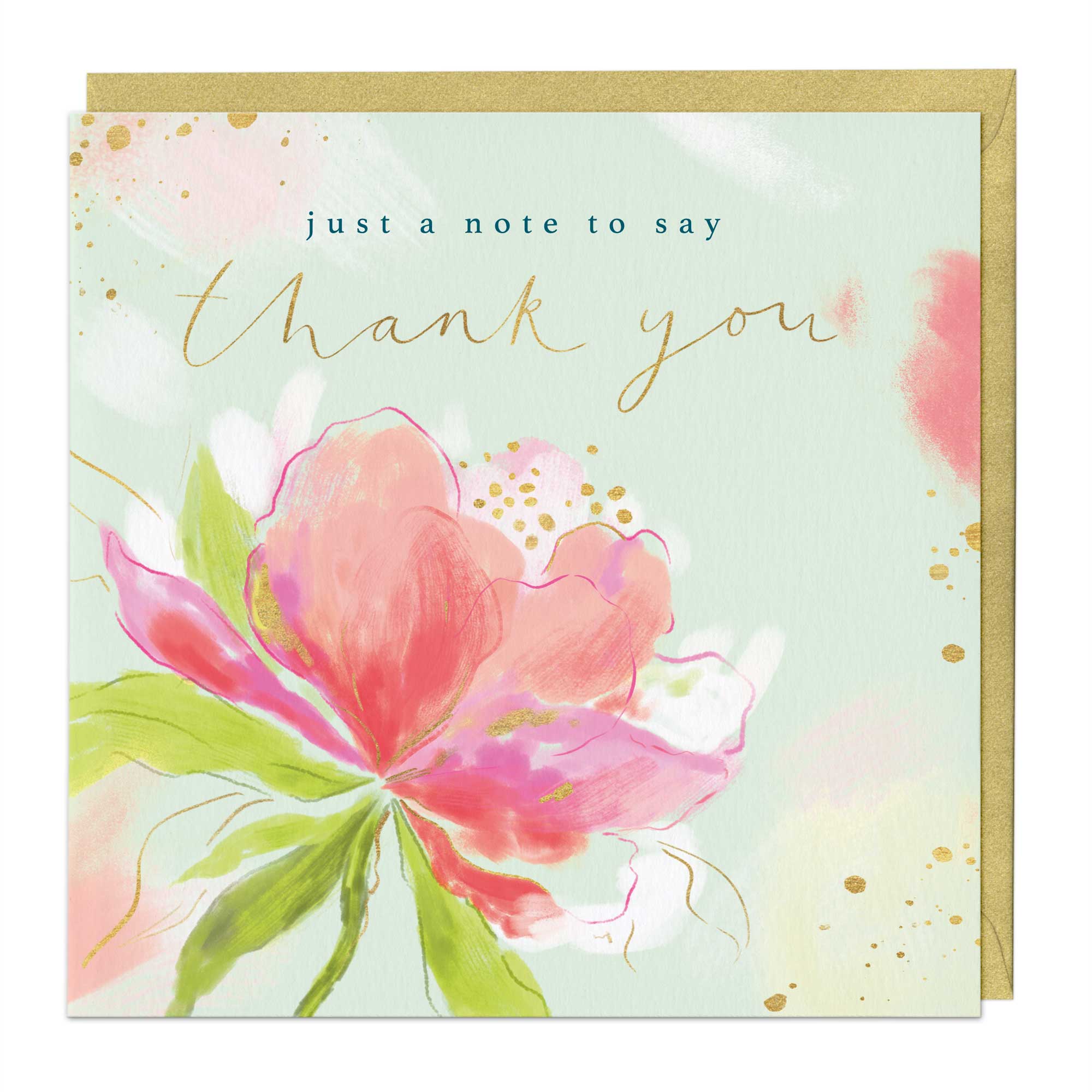 Pink Peony Thank You Card