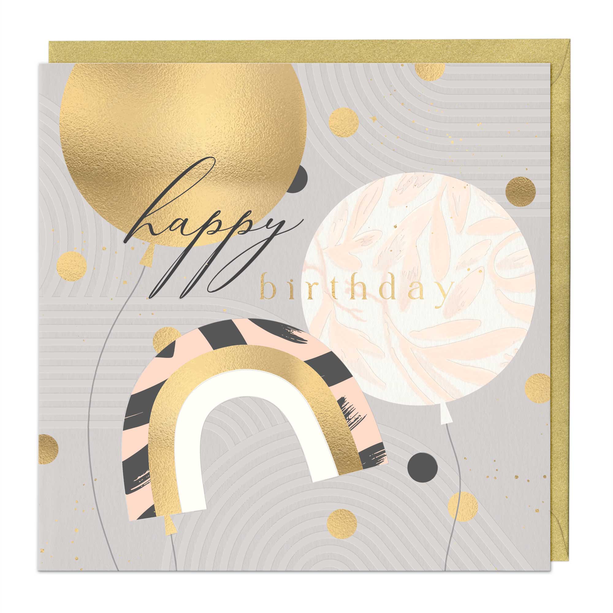 Golden Balloons Birthday Luxury Card