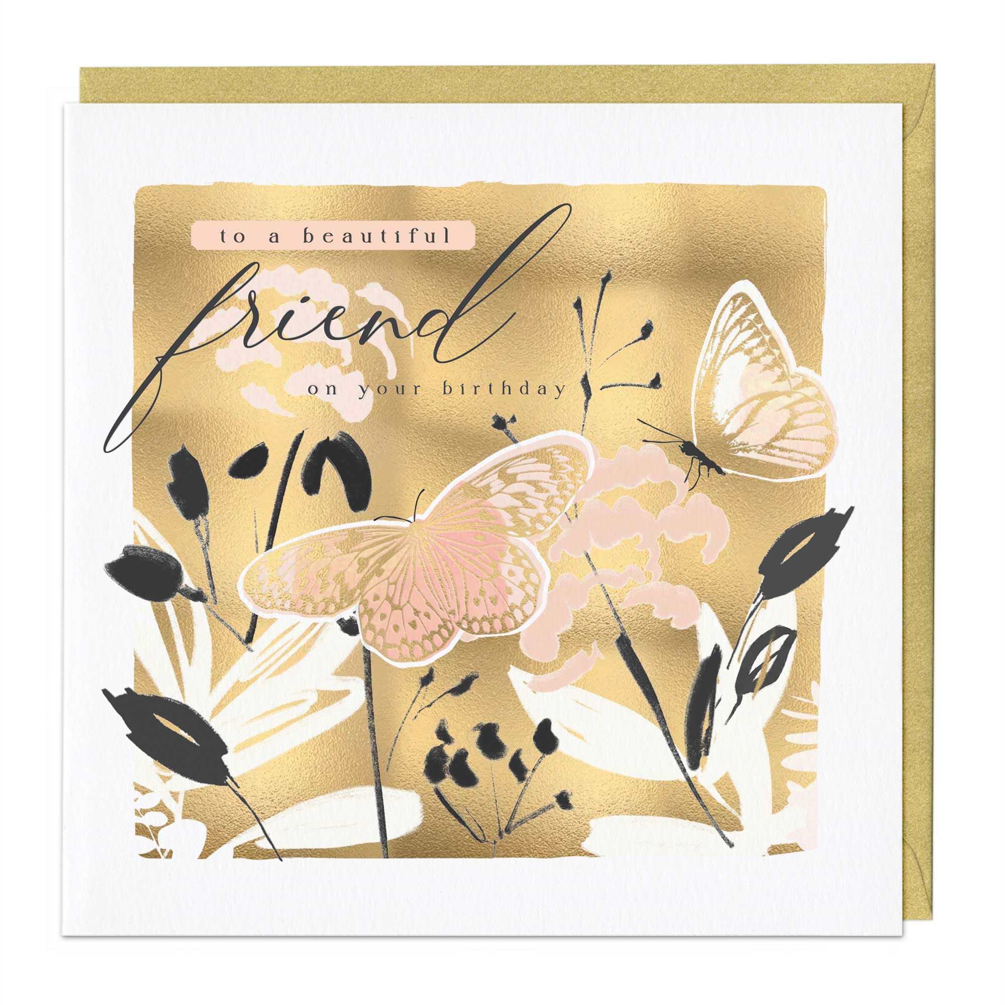 Golden Butterfly Birthday Luxury Card