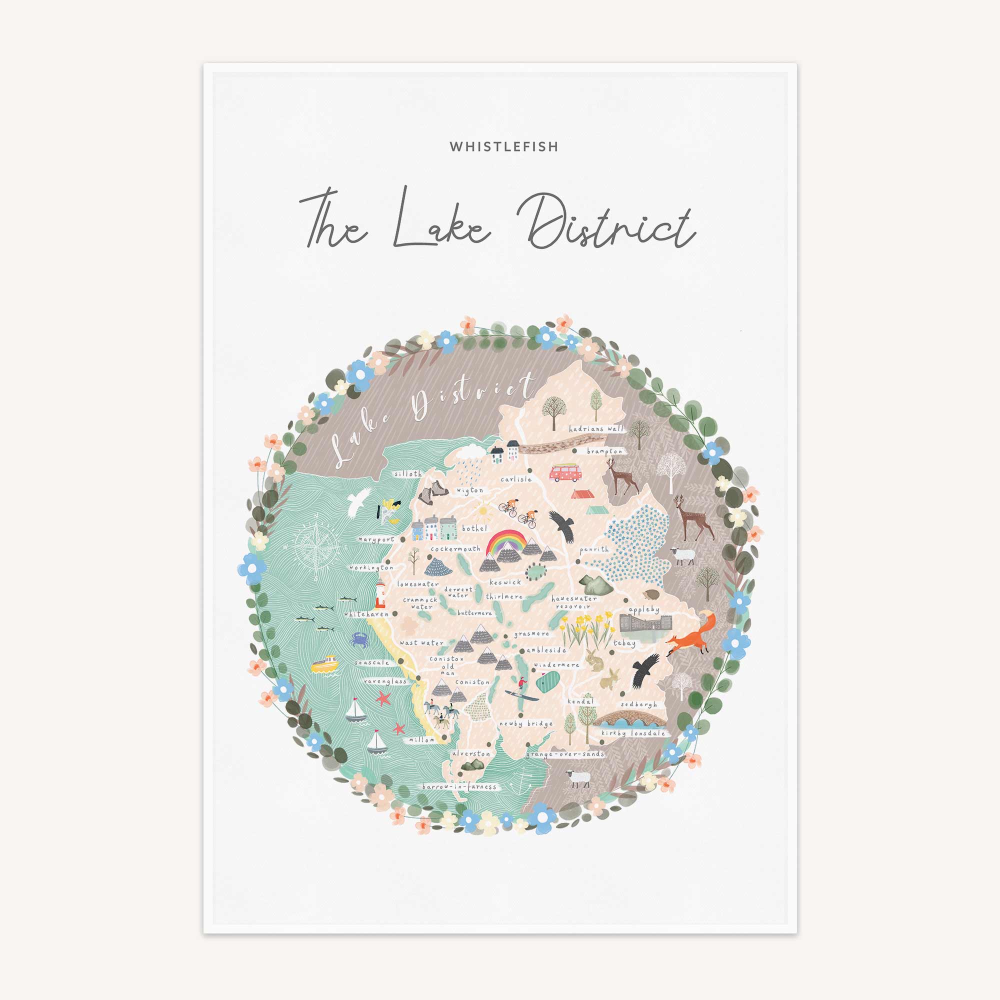 The Lake District Map Tea Towel