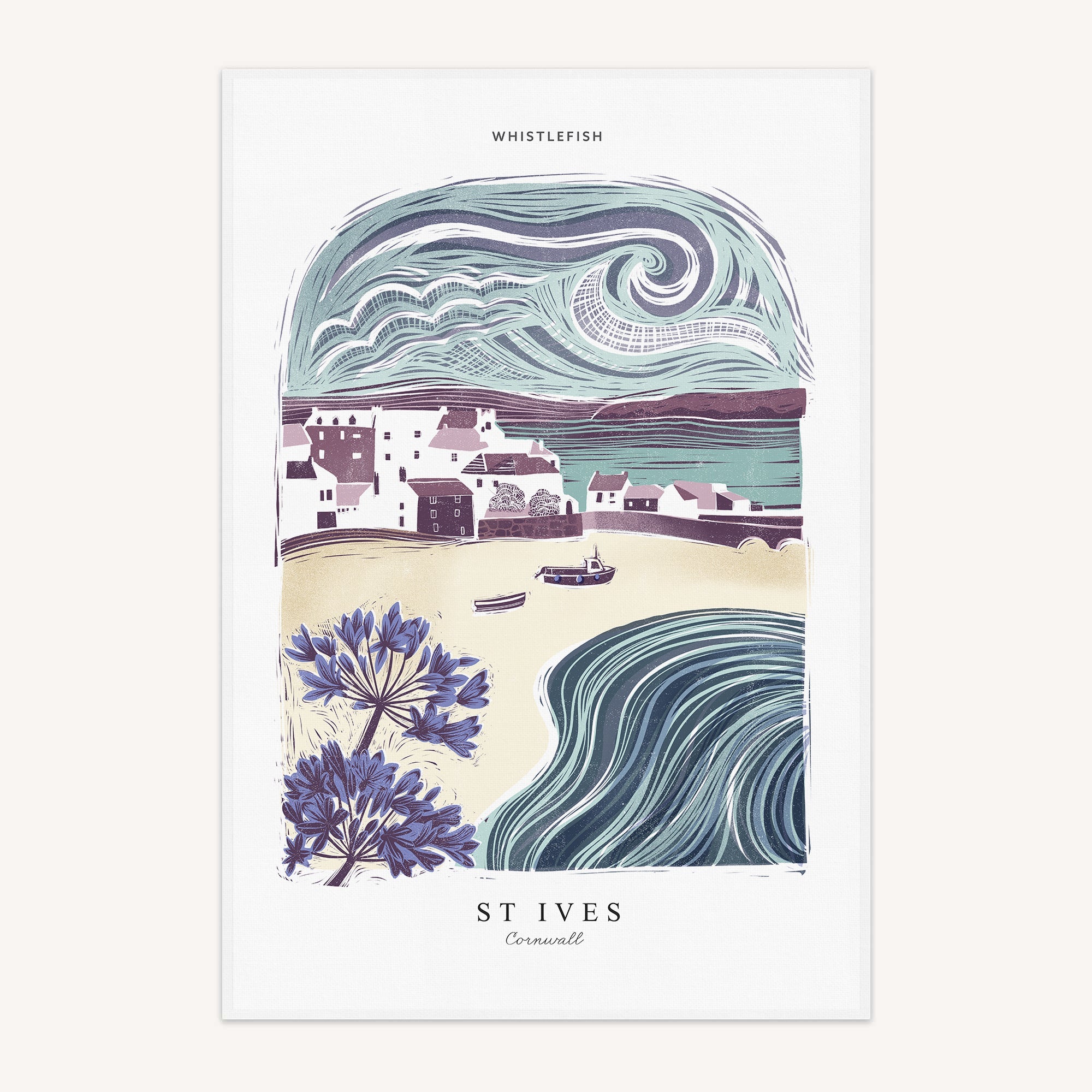 St Ives Arched Lino Tea Towel