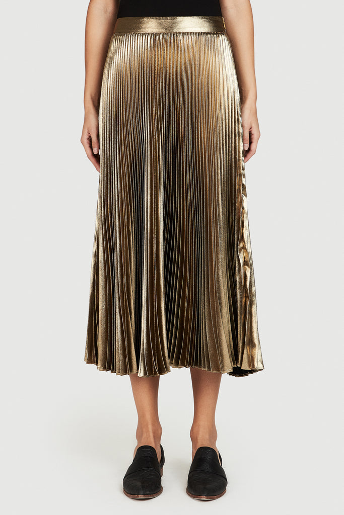 Gold Pleated Lame Skirt