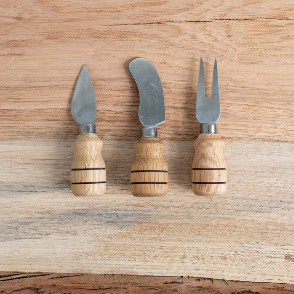 Hand-Turned Oak Cheese Knives